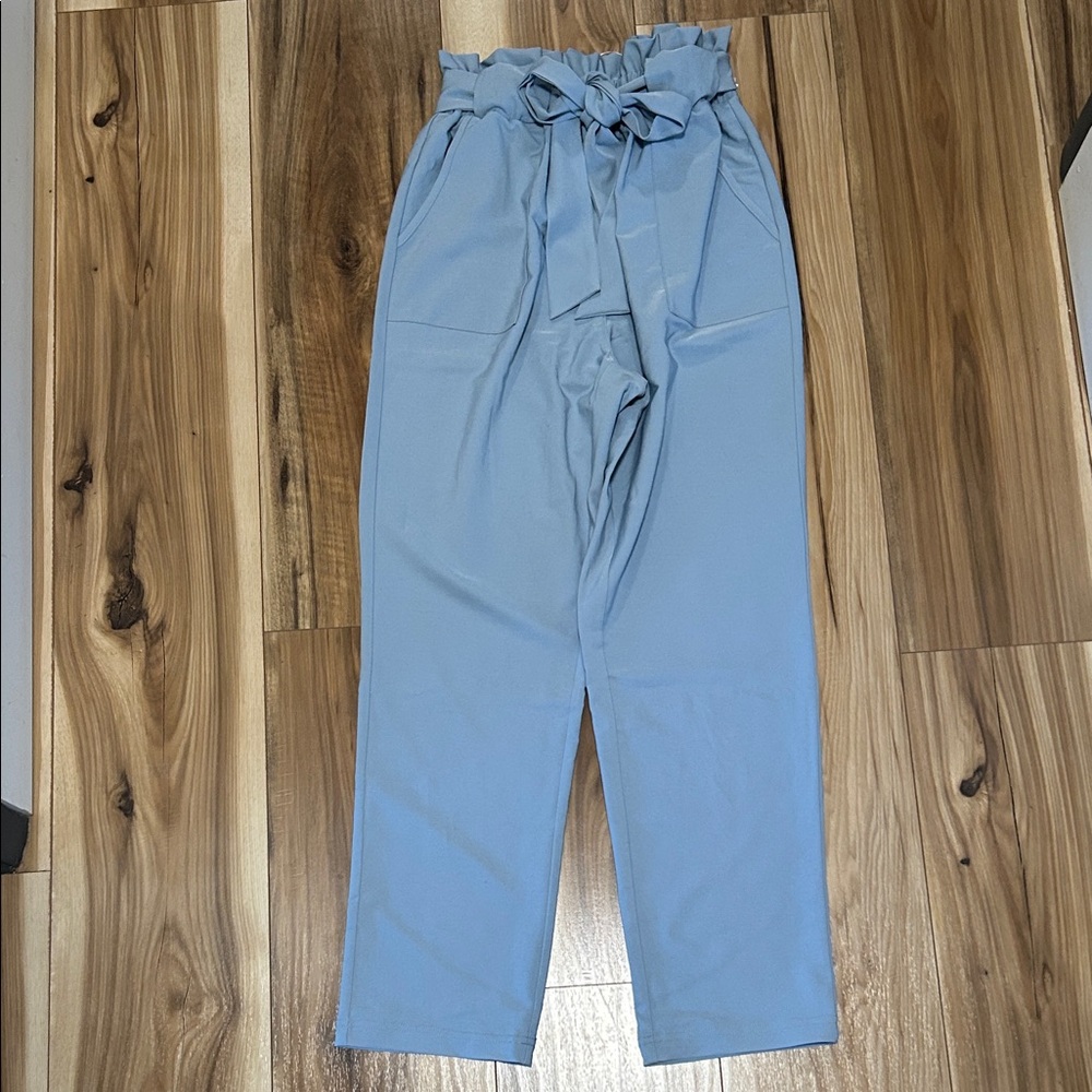 Grace Karin Light Blue High-Waist Trousers